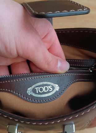 Сумка, сумочка tods, tod's double t brown leather & suede small hobo bag6 фото