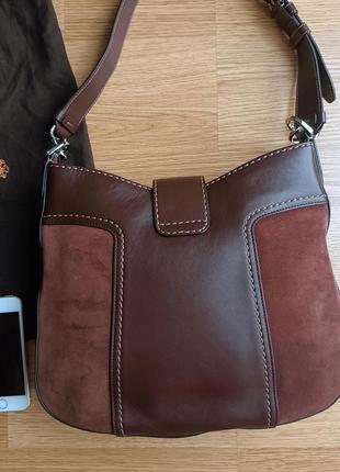 Сумка, сумочка tods, tod's double t brown leather & suede small hobo bag2 фото