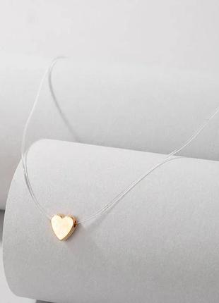 Чокер кулон сердечко на силиконовой нитке застежка цепочка