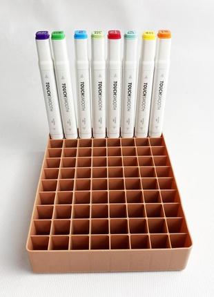 Подставка для маркеров органайзер для канцелярских принадлежностей 80 ячеек коричневая