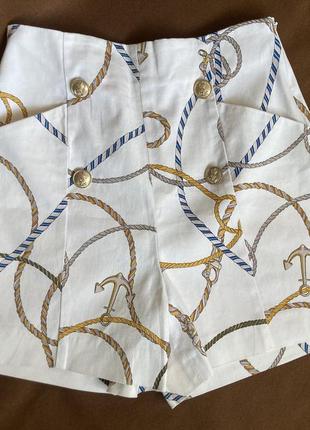 Zara шорты на высокой посадке с пуговицами и карманами