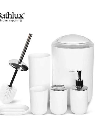 Набор аксессуаров для ванны bathlux из 6 предметов, стильный современный комплект белый1 фото