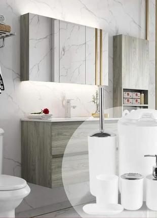 Набір аксесуарів для ванни bathlux із 6 предметів, стильний сучасний комплект білий2 фото