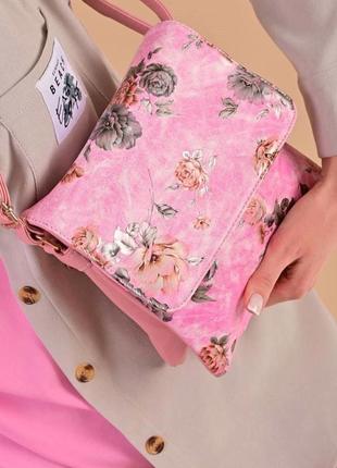 💯распродаж. стильная розовая сумочка с цветами