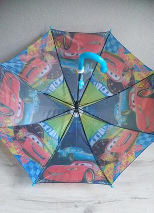 Яркий зонт для мальчика 2-6 лет тачки макквин3 фото