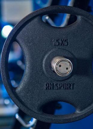 Диск rn-sport 15 кг ø 51 мм для штанги з quatro-захоплювачем. чорний1 фото