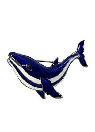🐳💙 крупная интересная брошь-кулон "синий кит" эмаль рыба брошка значок пин