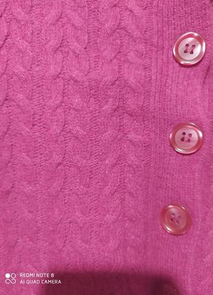 Х3. шерстяной розовый малиновый кроп топ кофта на пуговицах шерсть ягнят lambswool7 фото