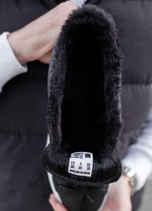 Кеды мужские зимние кожаные alexander mcqueen кроссовки утепленные мехом черно белые5 фото