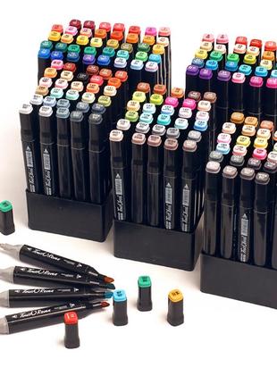 Большой набор скетч маркеров 168 цветов touch raven в черном чехле и блокнот а5 для рисования в подарок!3 фото