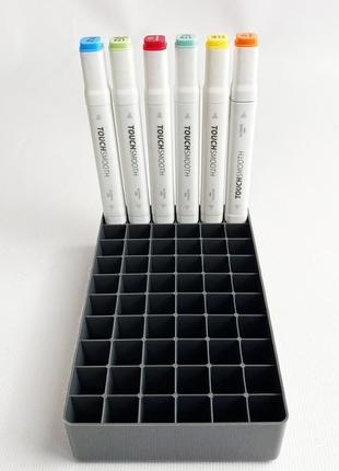 Подставка для маркеров органайзер для канцелярских принадлежностей 60 ячеек черная4 фото