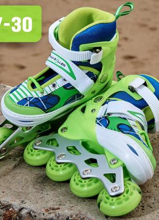 Детские роликовые коньки раздвижные roller sport 2574 (27-30) зеленые, колеса 70мм2 фото