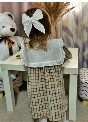 Очень красивое платье с воротничком в клетку на девочку размер 92-983 фото