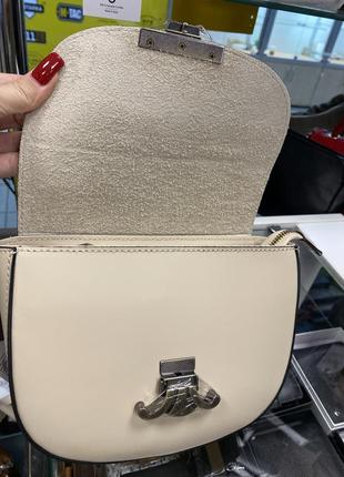 Сумка бежева шкіряна кремова сумка жіноча нюдова сумка італійська virginia conti10 фото