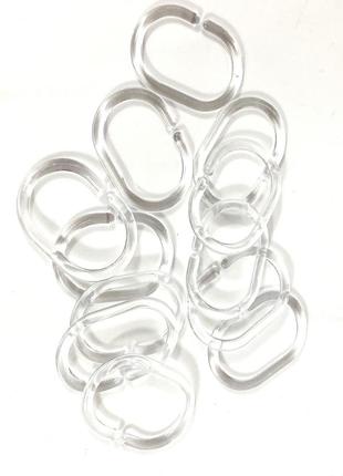 Прозрачные кольца для крепление душевой шторки к карнизу bathlux, пластиковые, 12 штук в упаковке3 фото