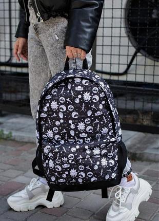Жіночий принтований рюкзак without моделі rick and morty чорний