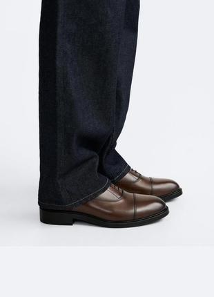 Кожаные мужские туфли оксфорды zara2 фото
