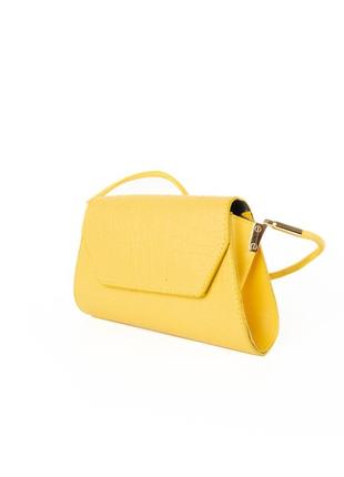 Сумка жіноча, стильний клатч, маленька сумочка через плече, міні сумка зі шкірозамінника, жовта2 фото