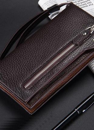 Чоловічий клатч гаманець baellery коричневий1 фото
