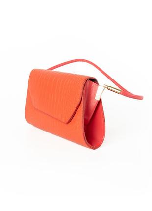 Сумка женская, стильный клатч, маленькая сумочка через плечо, мини сумка из кожзама, коралловая2 фото