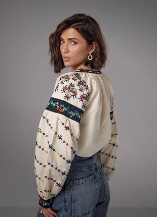 Колоритный пиджак, рубашка с вышитым орнаментом, украинская символика, вышиванка женская3 фото