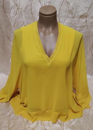 Жовта лимонна шифонова блузка xs 42