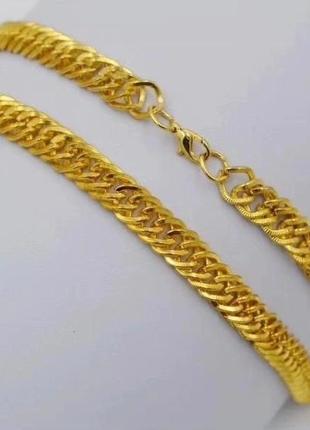 Цепочка золотистая металл плетения ромб 43 см