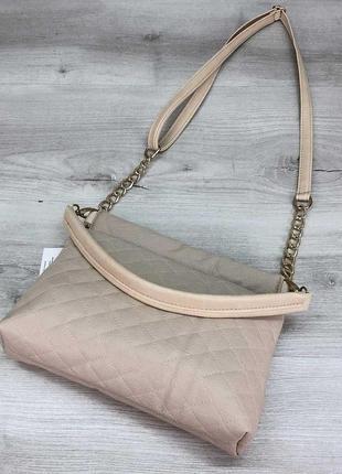 Женская сумка-клатч ava бежевая3 фото