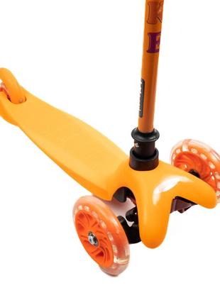 Самокат дитячий триколісний itrike mini bb 3-013-5-or зі світними колесами, помаранчевий4 фото