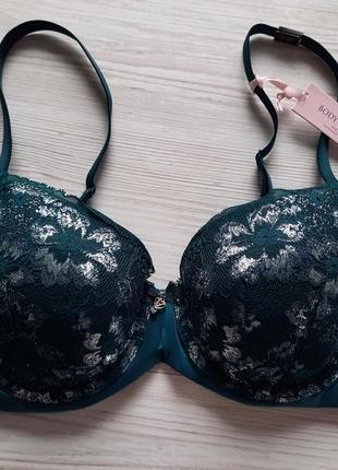 Бирюзовый зеленый кружевной комплект белья victoria's secret 36c s 80с на тонком поролоне6 фото