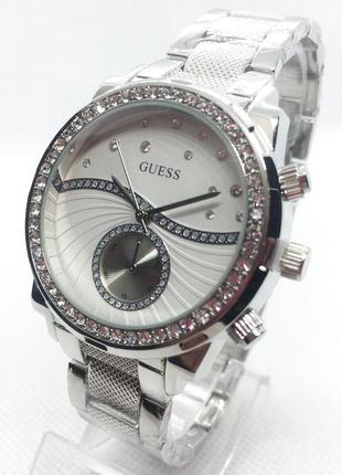 Часы женские наручные guess (гесс), серебро с белым циферблатом ( код: ibw656so )1 фото