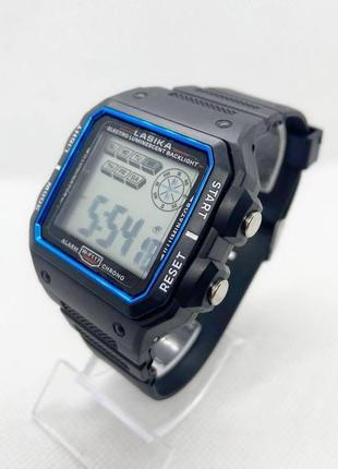 Часы наручные спортивные влагостойкие lasika sports w-f117 черные с синим ( код: ibw877bz )2 фото