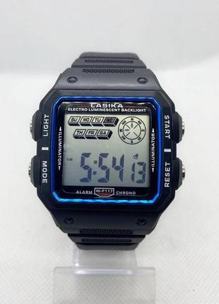 Часы наручные спортивные влагостойкие lasika sports w-f117 черные с синим ( код: ibw877bz )3 фото