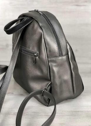 Стильный молодежный рюкзак юна серебряного цвета2 фото