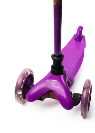 Самокат дитячий триколісний itrike mini bb 3-013-5-v зі світними колесами, фіолетовий5 фото
