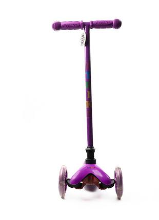 Самокат дитячий триколісний itrike mini bb 3-013-5-v зі світними колесами, фіолетовий4 фото