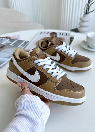 Стильные женские кроссовки nike sb dunk low brown коричневые