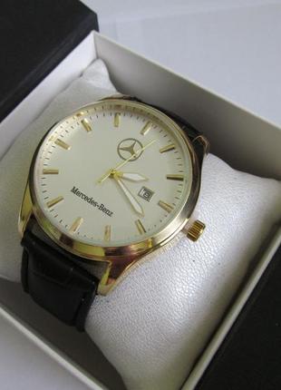 Чоловічий наручний годинник mercedes (мерседес), золото з білим циферблатом ( код: ibw036yo )4 фото