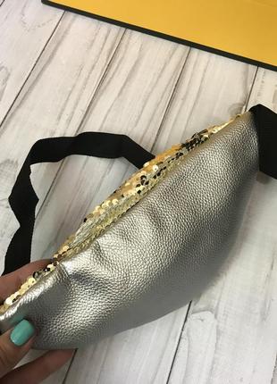 Женская поясная сумка с золотыми пайетками ( код: ibg142y )3 фото