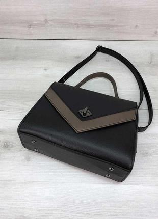 Женская сумка "бетти" черная с бронзой3 фото