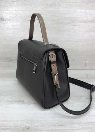 Женская сумка "бетти" черная с бронзой2 фото