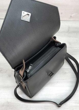 Женская сумка "бетти" черная с бронзой4 фото