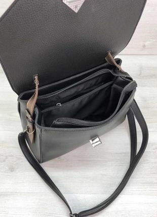 Женская сумка "бетти" черная с бронзой5 фото