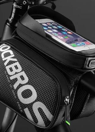 Велосипедна сумка на раму rockbros ( рокброс) для телефону до 6,2" ( код: ibv006b )6 фото
