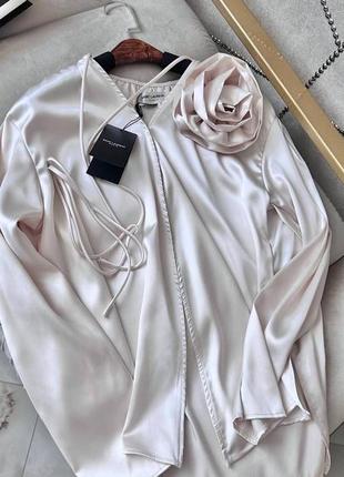 Блуза с 3д розой в стиле ysl1 фото