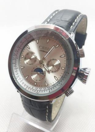 Механічні наручні годинники слава, срібло з чорним ремінцем ( код: ibw571sb )