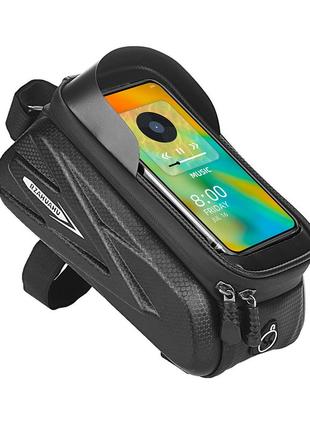 Велосумка для смартфона 7,2" на раму, велосумка для телефону водонепроникна чорний ( код: ibv012b )2 фото