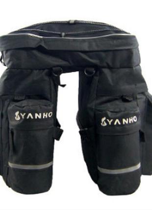 Сумка велосипедна "штани" велобаул на багажник 43 л + дощовик чорний ( код: ibv014b )2 фото