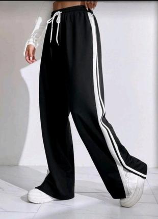 Стильні штани палаццо з модними лампасами1 фото