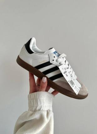 Кроссовки adidas samba white / black gum premium4 фото